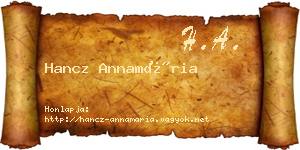 Hancz Annamária névjegykártya