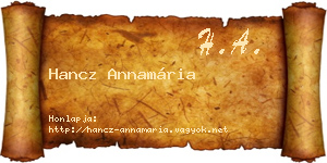 Hancz Annamária névjegykártya